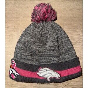 NFL Denver Broncos Adult Beanie Pom Hat Breast Cancer Awareness New Era Football